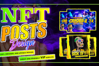 do nft post design for twitter, instagram, discord, facebook