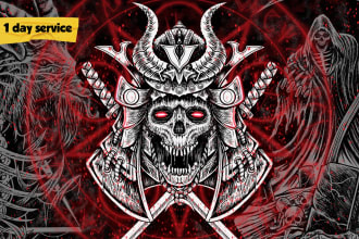 draw detailed brutal, dark, heavy metal artwork