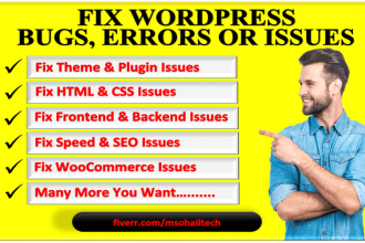 fix wordpress bugs, errors or issues wp help