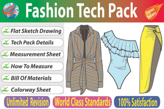 create fashion tech pack for clothing manufacturer