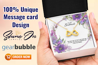 do unique design, shineon and gearbubble message card design