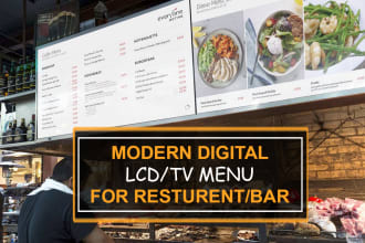 design static tv screen menu or digital menu TV menu board for restaurant