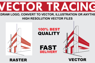 do manual vector tracing, redraw your logo or any other artwork