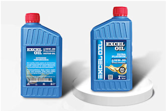 create motor engine oil brand labels and packaging designs