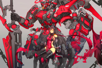 draw mecha for game art, fan art