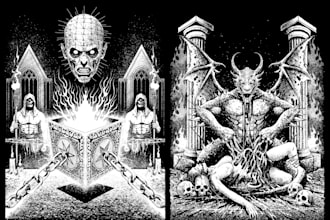 draw custom horror album cover for metal bands