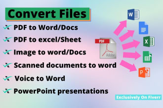 convert excel from scanned copy or images, PDF to word or excel by manual typing