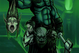 draw fantasy,dnd character,dark creepy, horror illustration