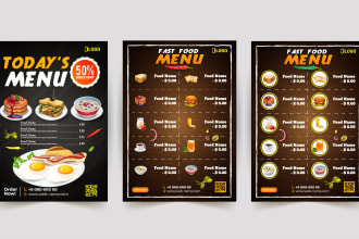 do restaurant menu design, digital menu or food menu, flyer