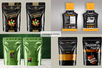 product packaging label and pouch design