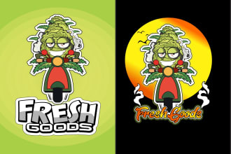 design a cartoon, mascot logo for cannabis weed