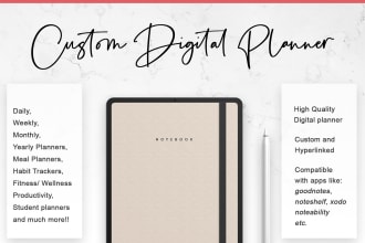 design custom digital planner, journal, calendar for etsy or commercial use