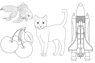 draw simple line art illustration of your image, object fast