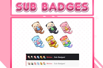 send you premade kawaii otter sub badges