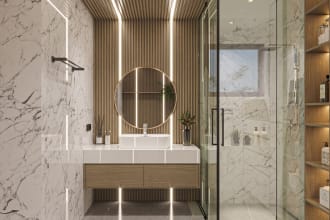 create realistic bathroom design render