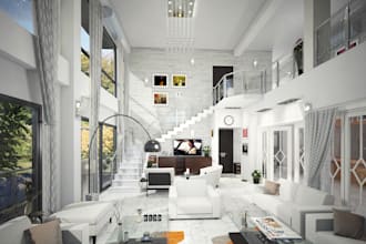 create photorealistic  interior 3d rendering, 360 panorama