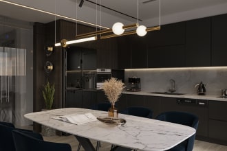 create realistic kitchen design render