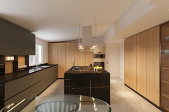 create a realistic 3d kitchen design and render