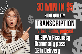 transcribe interview audio, video, youtube, podcast, webinar transcription