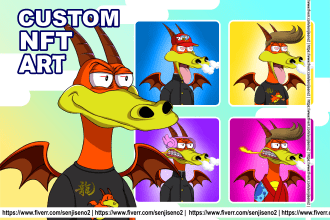 draw 2d custom nft art cartoon design characters