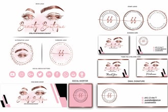 do professional eyelash beauty spa cosmetic logo design with branding kit