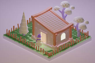 create low poly 3d environment ,model and animation