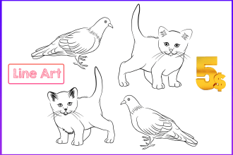 draw  line art illustration product outline drawing from your photo