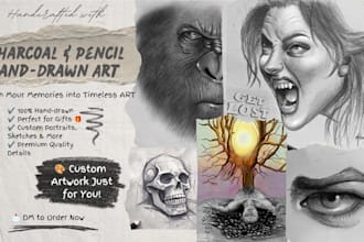 draw realistic charcoal and pencil sketches