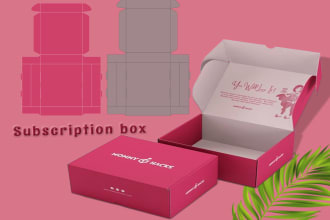 do  shipping box design, subscription box design, mailer box with 3d mockup