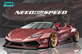 make a vector car, line art or illustration of your car