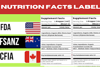 design custom nutrition facts and supplement label for products