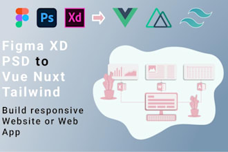 turn figma or xd or PSD designs into beautiful vue nuxt websites