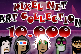 create up to 10k pixel nft collection unique art