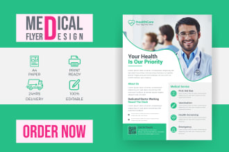 design business medical, doctor, dental, healthcare, fitness flyer or brochure