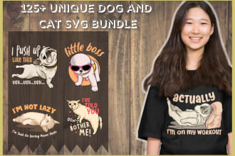 provide dog and cat tshirt design bundle with svg png ai eps file