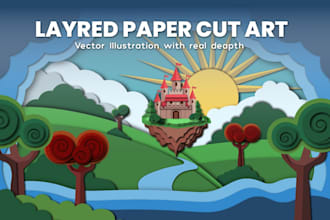 create custom paper cut style illustration for books, posters or light box