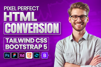 convert psd to html figma to html xd to html with bootstrap or tailwind