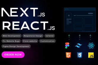 develop, fix, clone website in react or next js tailwind CSS
