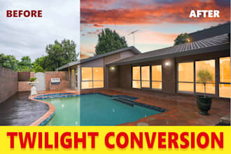 do virtual twilight, day to dusk conversion within 3 hour