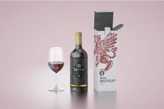 design trendy vodka, whisky, beer, gin, can, wine bottle label design