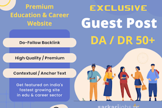 do high da60 contextual backlink guest post on india career education website