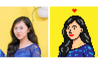 make pixel art character from your portrait for nft art gift profile pic etc