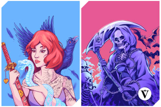 custom illustration dark art and psychedelic