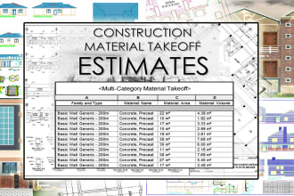 do material takeoff construction estimate for wooden and concrete building
