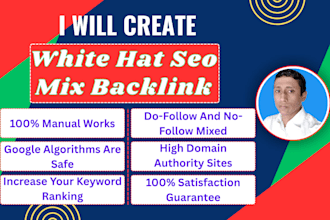 create dofollow, nofollow backlink, high authority mix sites