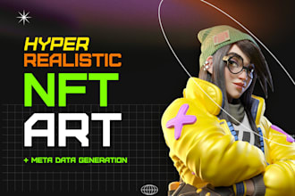 create 3d nft hyper realistic nft art, nft character, 1k 5k 10k collection