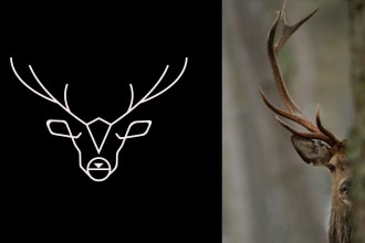 draw animal deer cat dog pet line art logo design