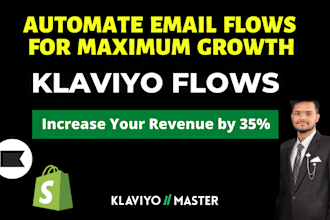 setup email newsletter, klaviyo marketing flows, ecommerce flows and automations