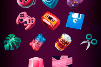 create casual 2d props, assets, items, icons for games