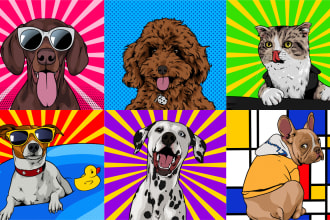 draw pet pop art, pet illustration on ipad procreate